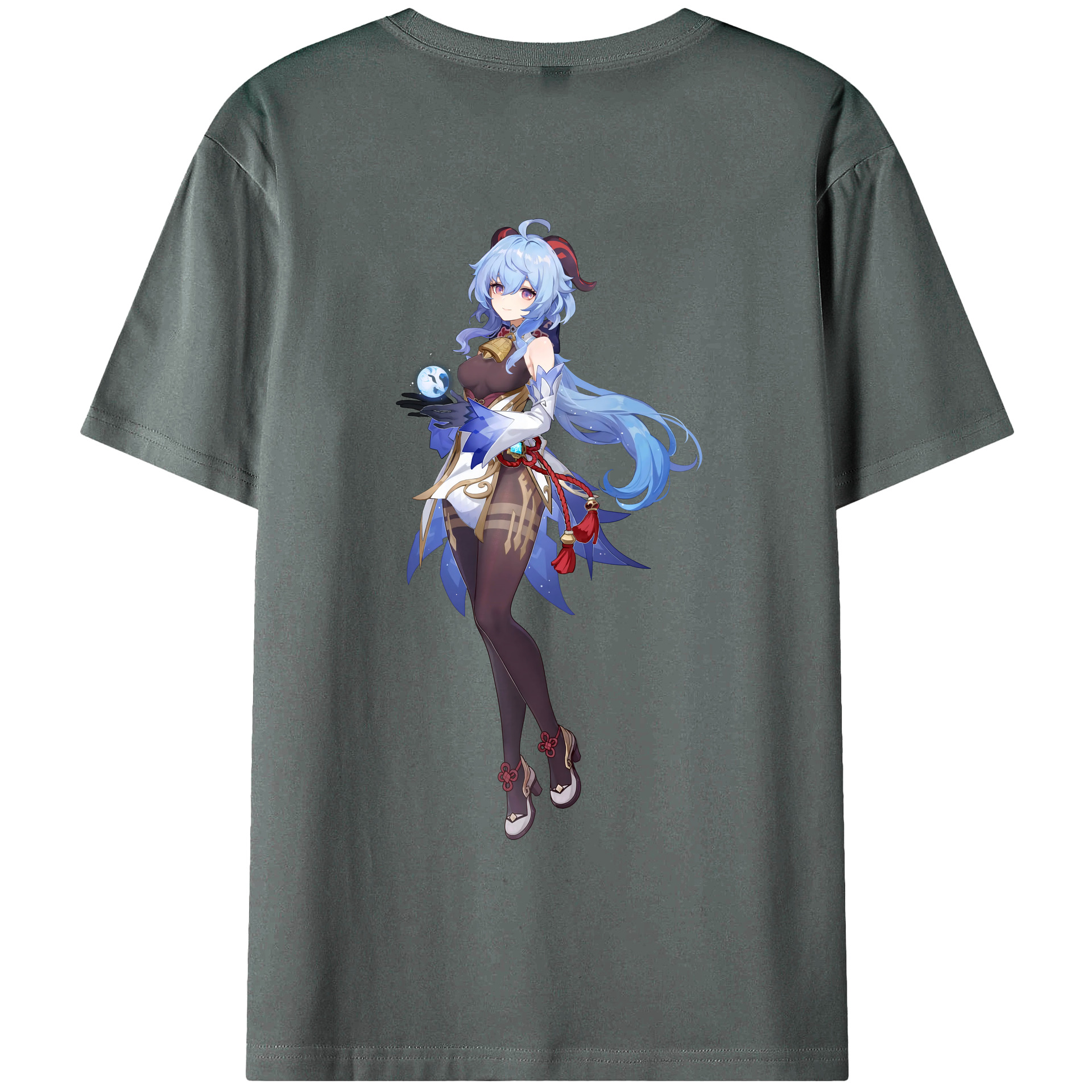 げんし神 甘雨 かんう genshin Ganyu 綿100％ メンズ半袖Tシャツ（バックプリント） 通気性